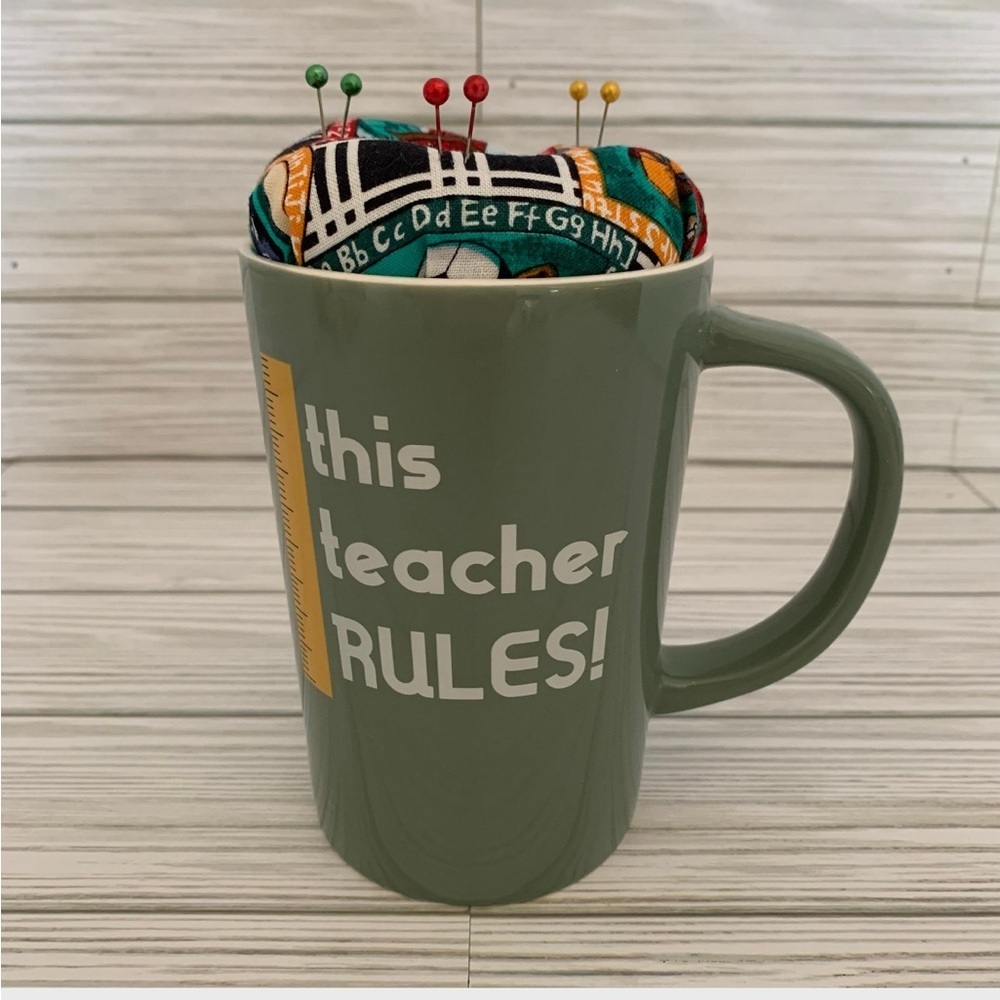 Handmade Upcycled Teacher Pin Cushion Sewing Gifts